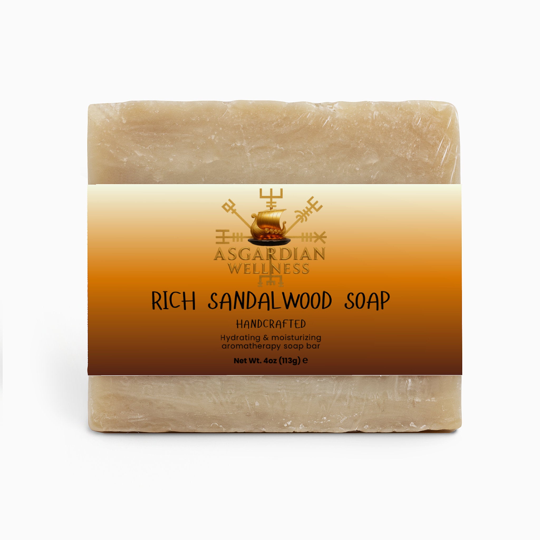 Asgardian Wellness natural soap bar product photo with Viking‑inspired branding - Sandlewood 