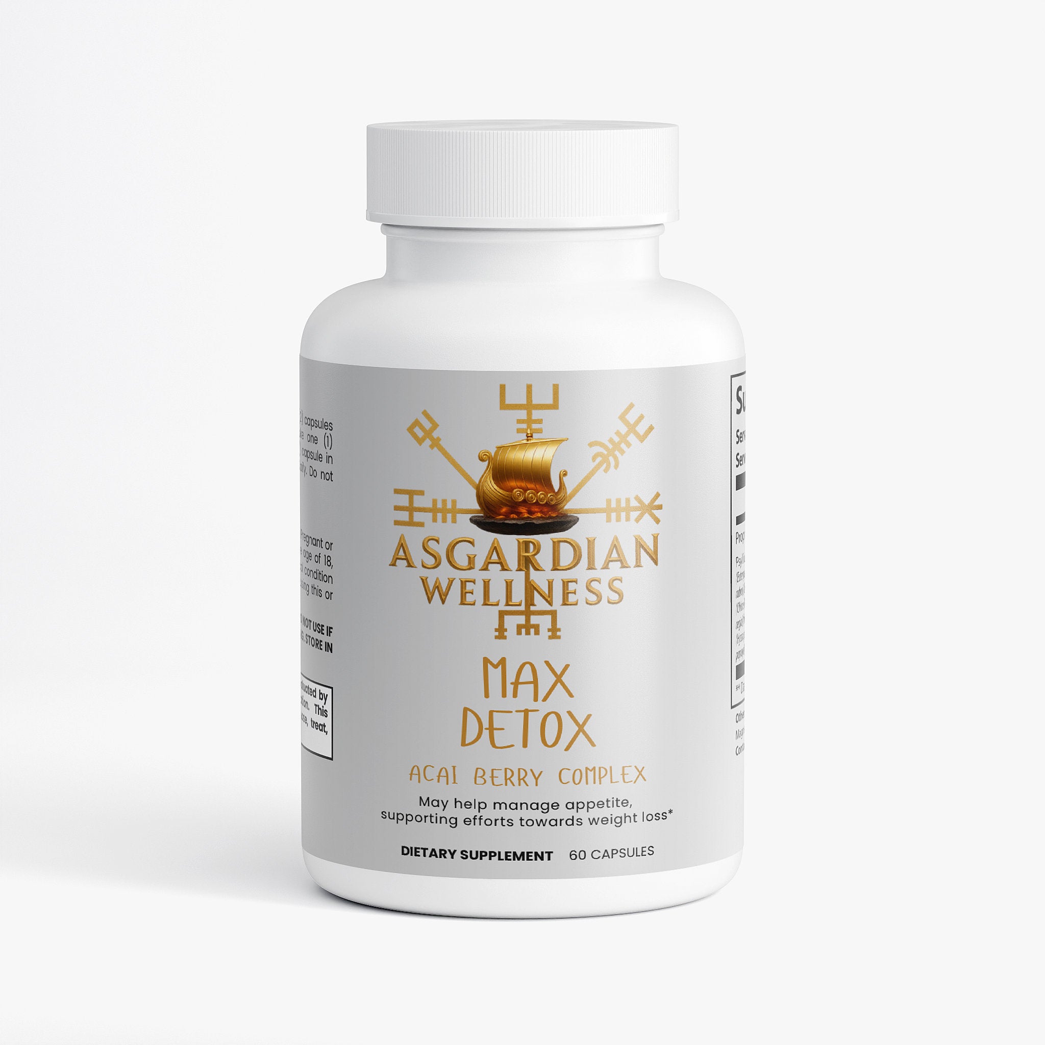 Asgardian Wellness daily vitamin product photo featuring natural, Viking‑inspired wellness support - Max detox