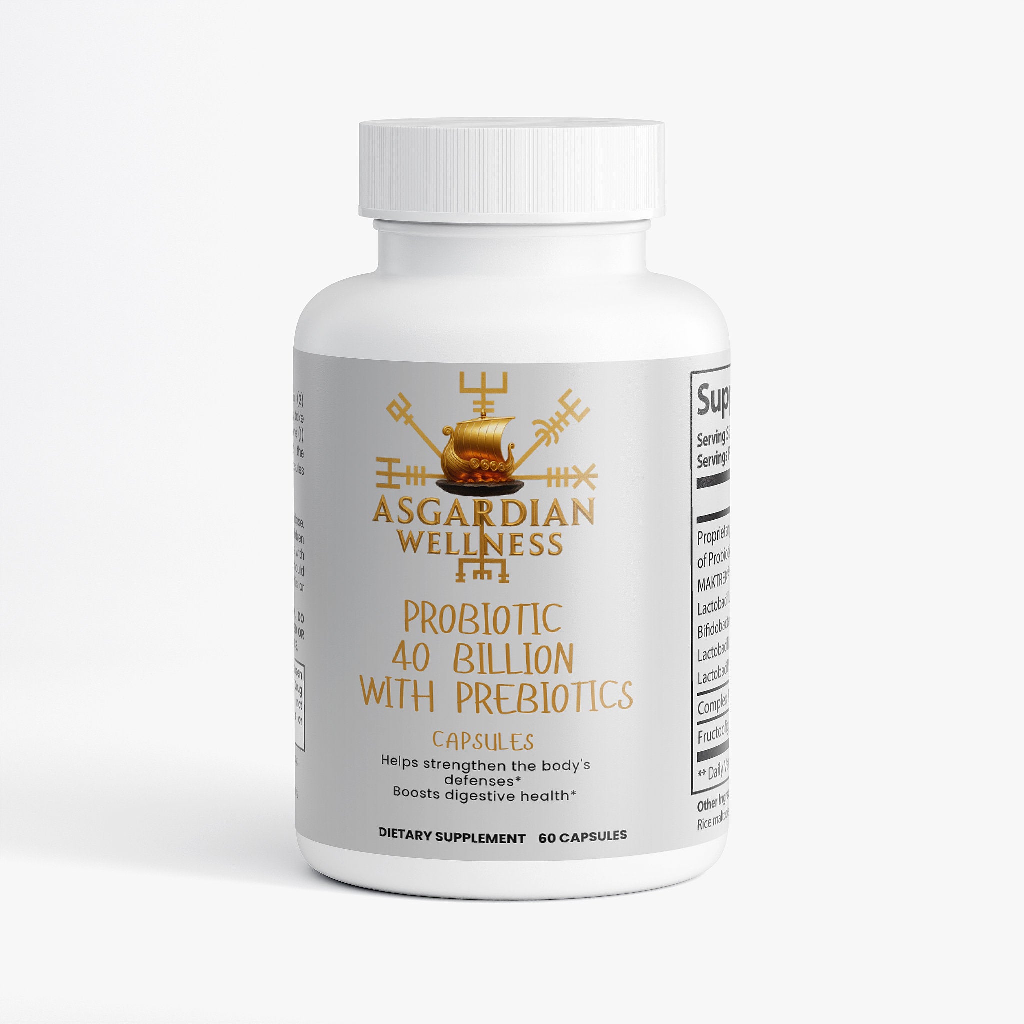 Asgardian Wellness daily vitamin product photo featuring natural, Viking‑inspired wellness support - Probiotic
