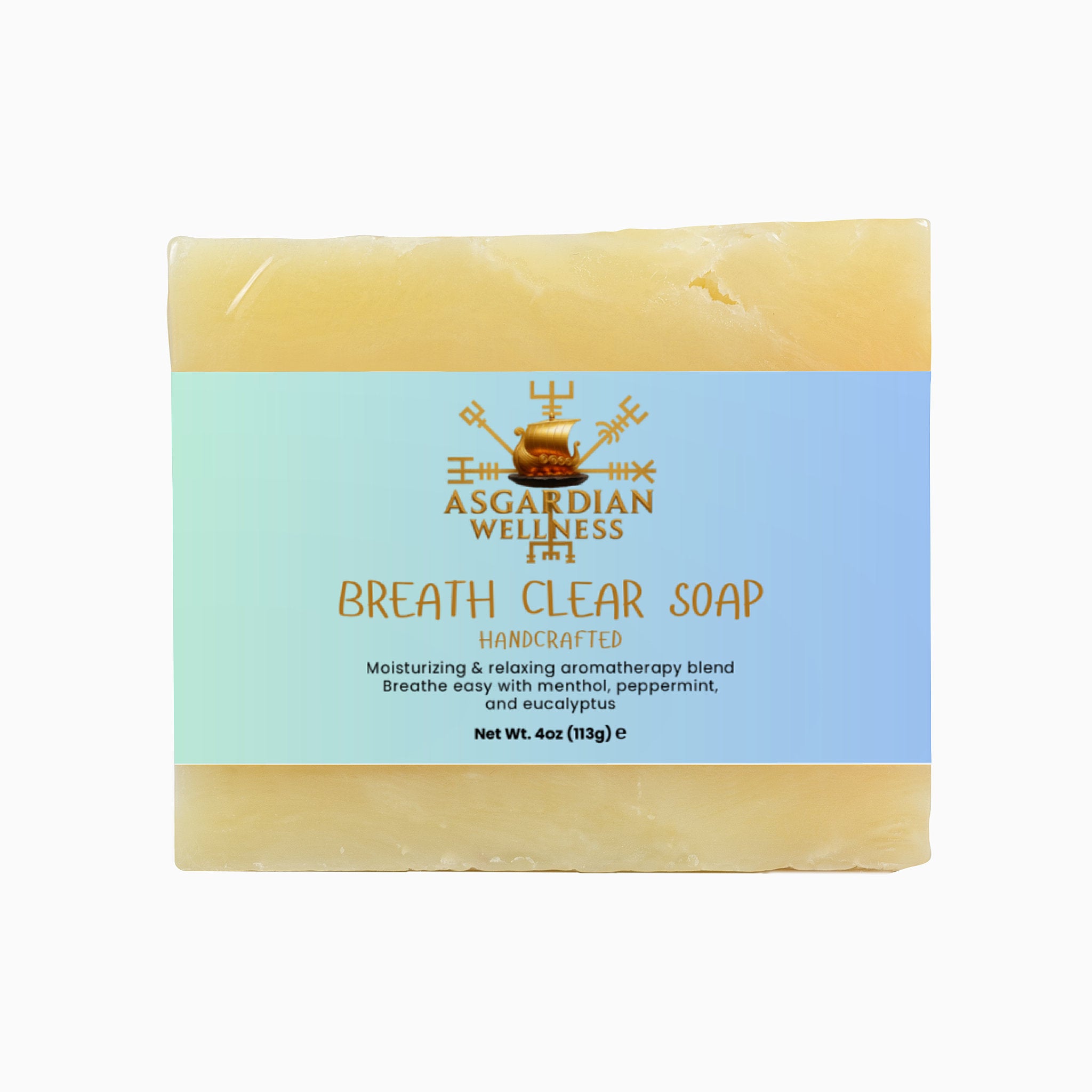 Asgardian Wellness natural soap bar product photo with Viking‑inspired branding - Breath Clear 