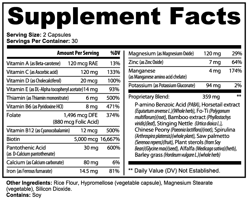 Nutrition Facts panel for Asgardian Wellness clean, natural fitness supplements.
